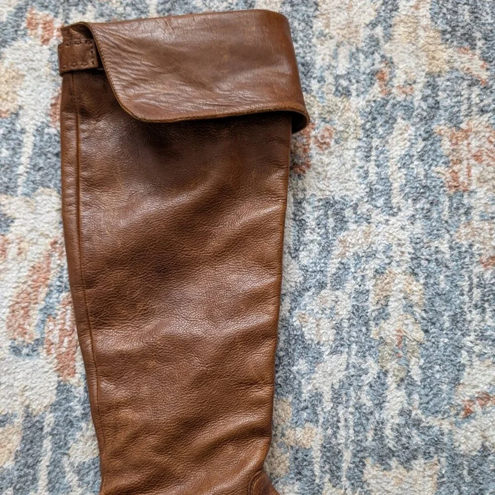 Frye Shirley Over The Knee Brown Leather Tall Riding Boots